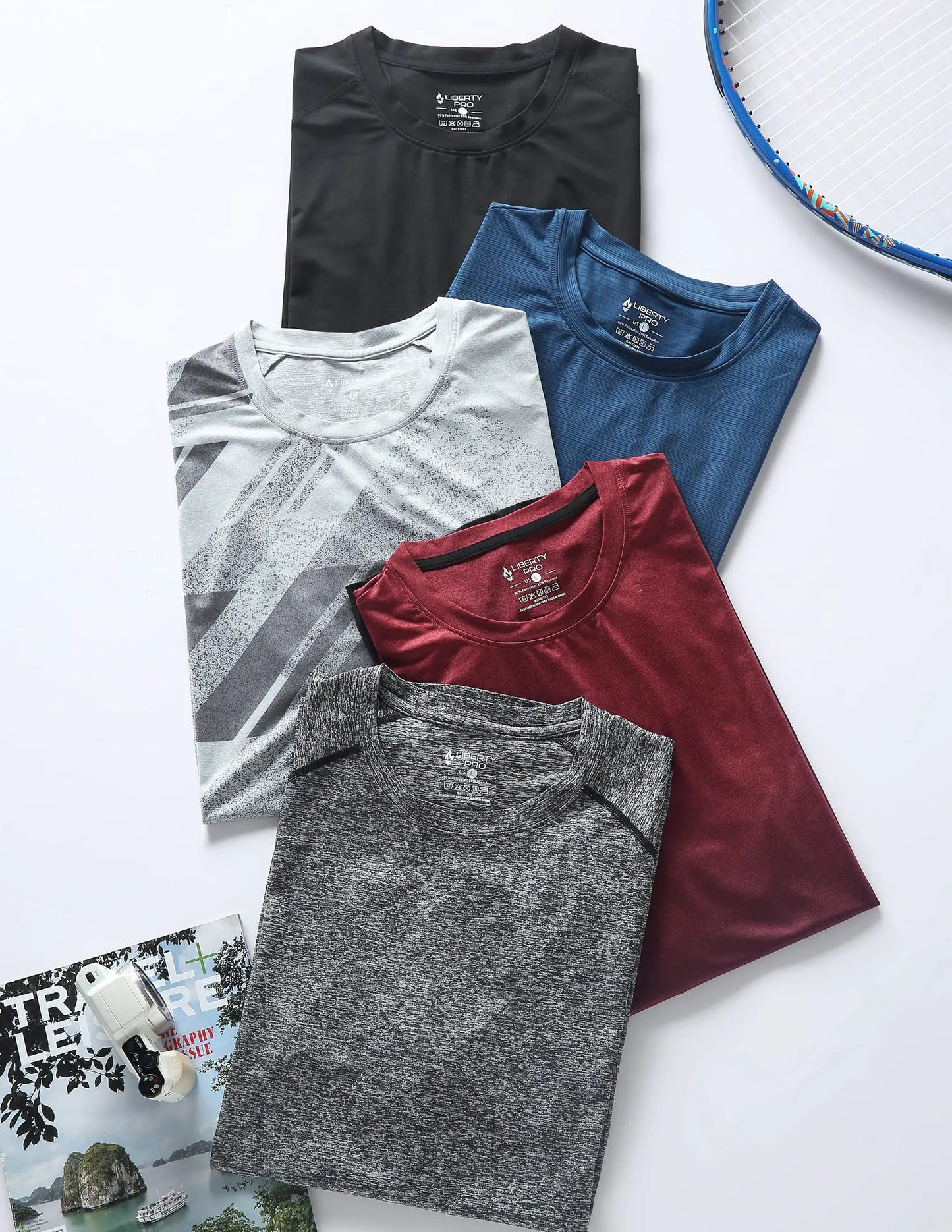 TurboFit Pro 5-Pack Men’s Performance Tees – Ultimate Quick-Dry Athletic Shirts for Running, Gym, and Workouts