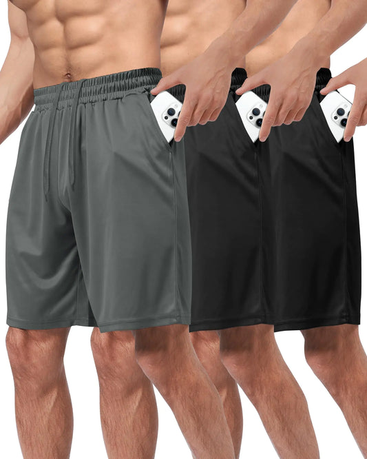 ActivePro 3-Pack Men’s Quick-Dry Gym & Basketball Shorts