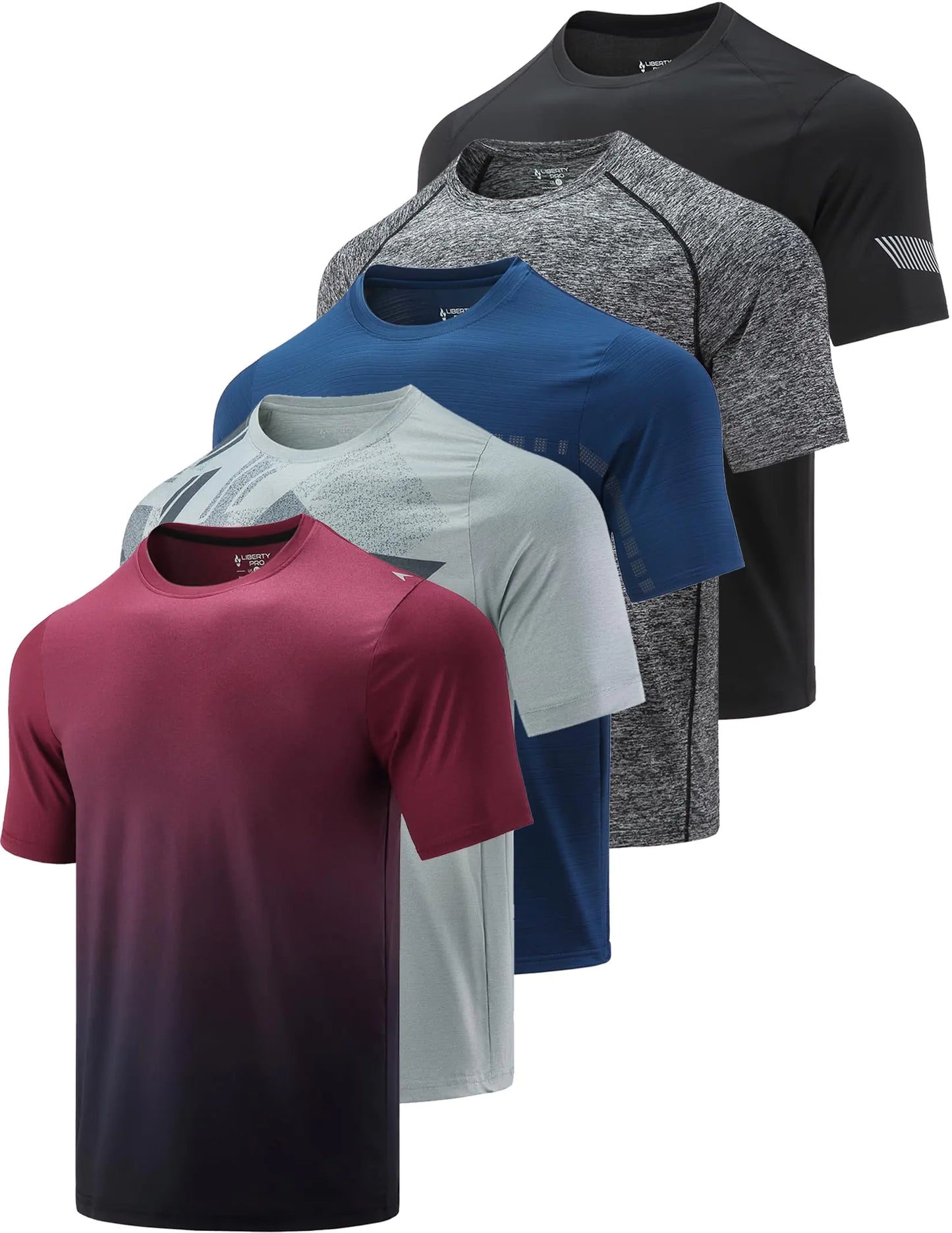 TurboFit Pro 5-Pack Men’s Performance Tees – Ultimate Quick-Dry Athletic Shirts for Running, Gym, and Workouts